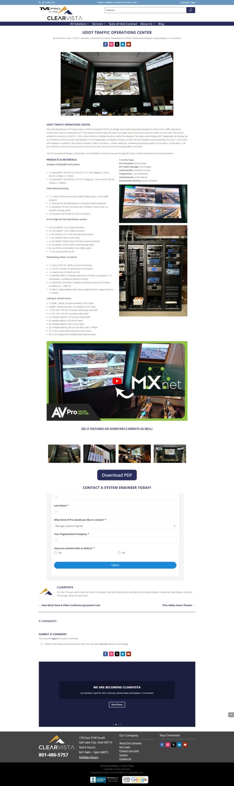 UDOT Traffic Operations Center Blog Page from GoClearVista.com